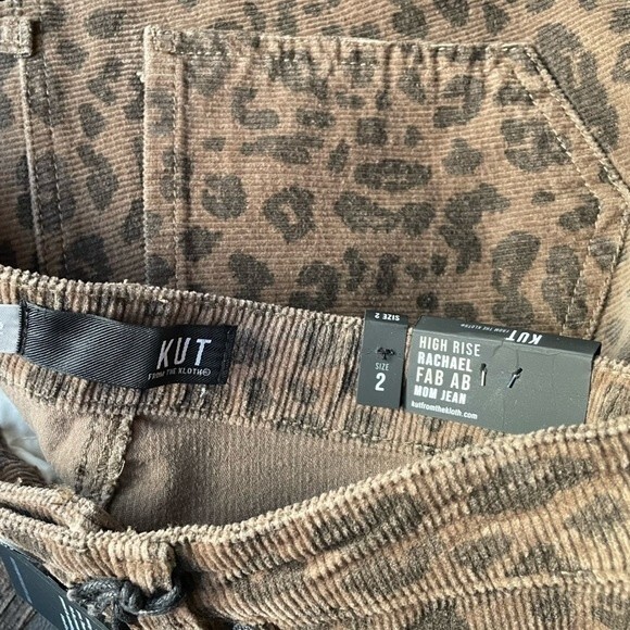 NWT Kut From The Kloth Rachael Mom Jeans Coffee Animal Print Corduroy Size 2 NEW - Picture 10 of 15